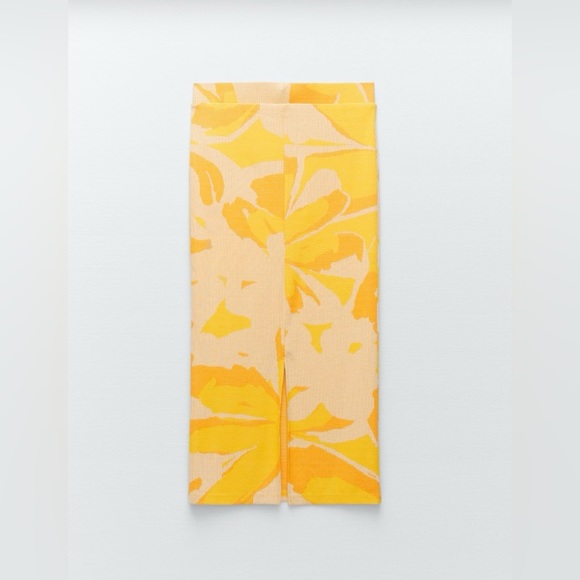 NWOT Zara Tropical Print Midi Skirt Size Large - Picture 3 of 9